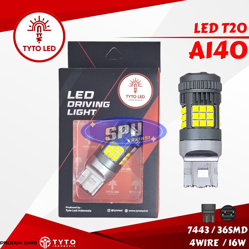 Tyto Led A140 Lampu Stop Mundur Senja Sen Mobil Soket T20 7443 36SMD 16Watt Dc 4Wire