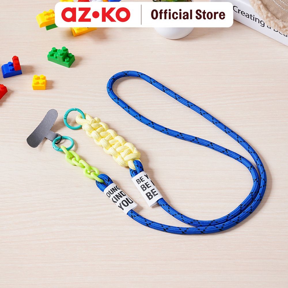 AZKO Ataru Lanyard Color Block Strap - Biru/Kuning tali leher name tag id card kartu akses gantungan