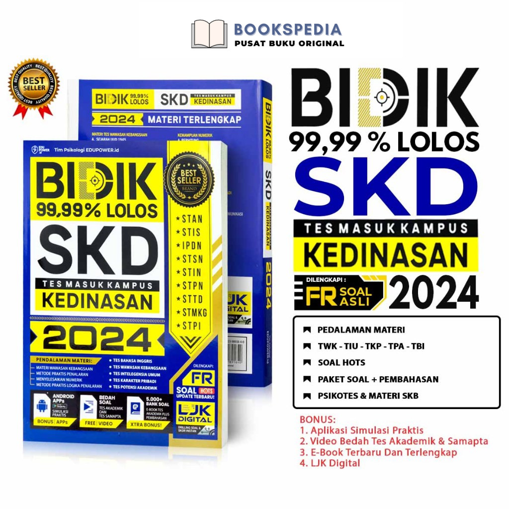 Buku Tes SKD Kedinasan 2024 / BIDIK 99,99% Lolos SKD Kedinasan 2024