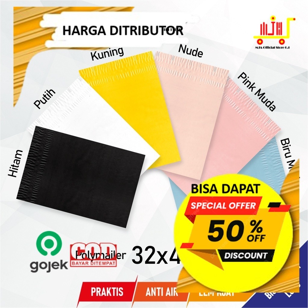 

Baru [32x45] 100LEMBAR PLASTIK POLYMAILER PACKING ONLINE SHOP TERMURAH Murah