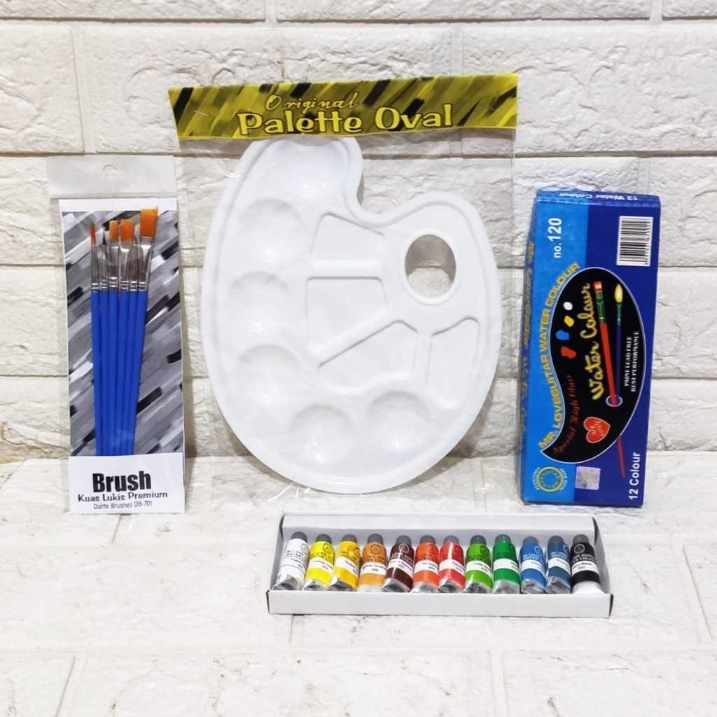 

RKL - Paket Melukis 3in1 KUAS PALET dan CAT Set RB9