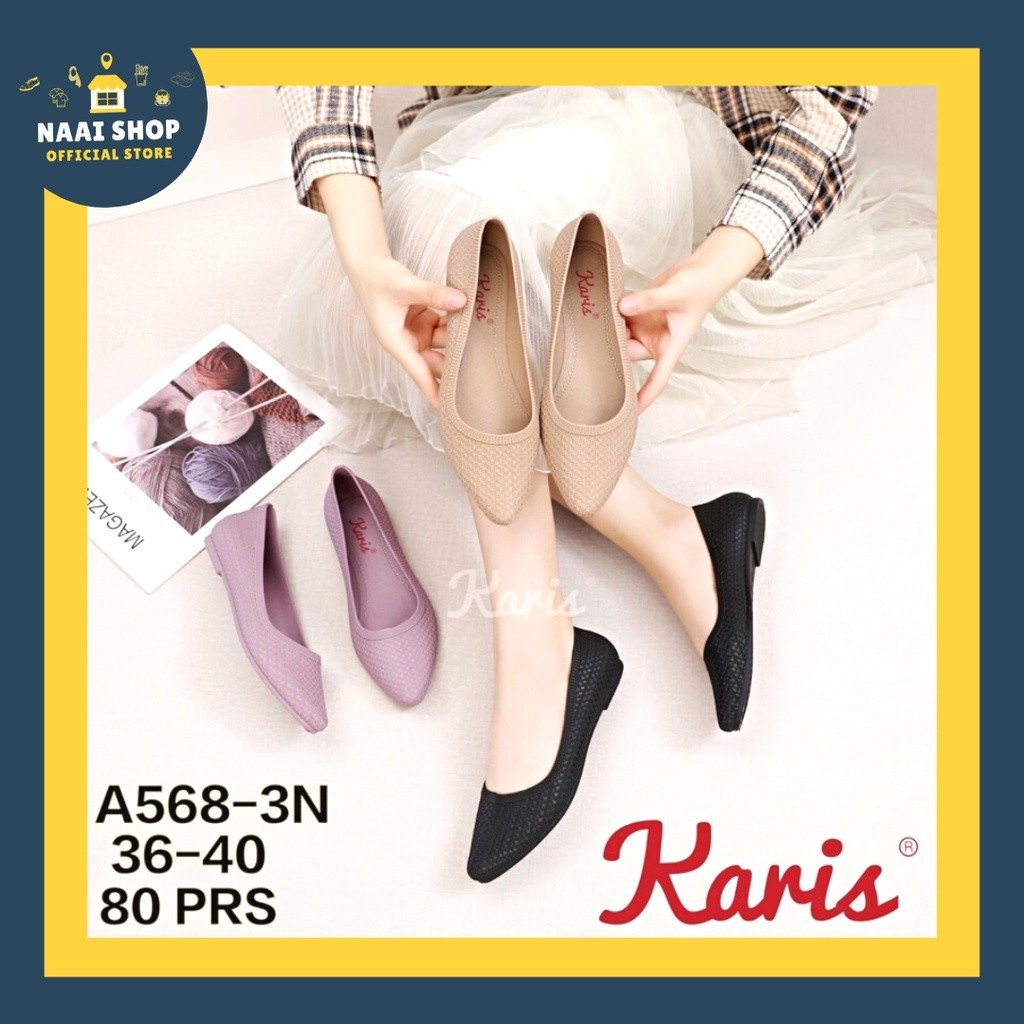 Sepatu Flat Karet Wanita Motif Salur Soft Color Size 36-40 Flat Shoes Jelly Import Premium Outfit Fa