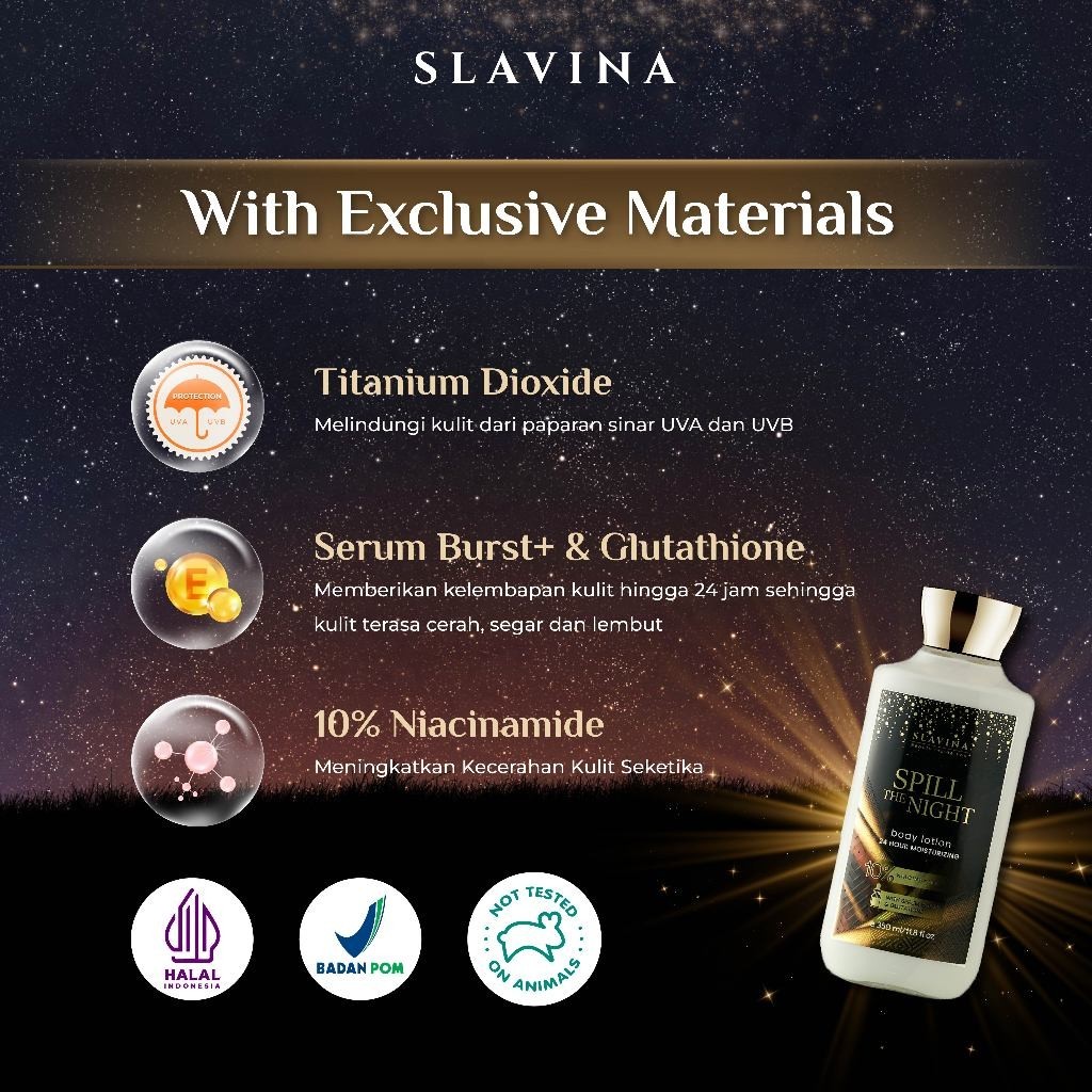 SLAVINA Spill The Night Whitening Body Lotion by Nagita Slavina