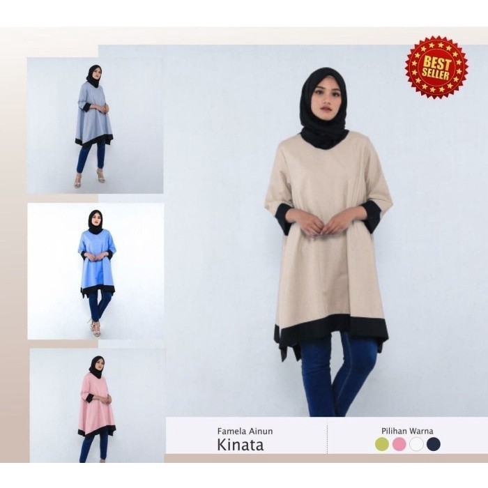 Tunik modern Kinata -  tunik korean style | tunik elegan simple | tunik lebaran elegan | tunik mewah
