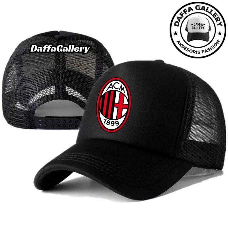 Daffaa Gallery Topi Trucker AC MILAN - Topi Distro AC MILAN Logo - Topi AC MILAN Premium - Topi Pria