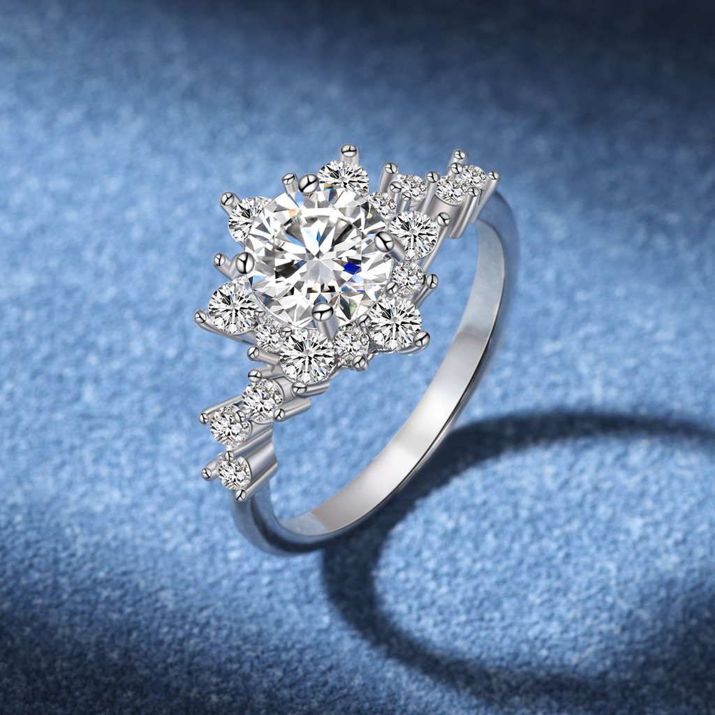 Cincin Moissanite Wanita 1 Karat Cincin Moissanite Sertifikat GRA  Cincin Mossanite Asli Cincin Berl