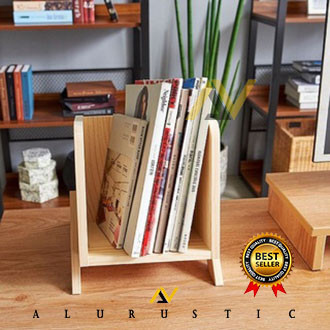 RAK BUKU KAYU AESTHETIC | RAK MEJA KERJA MINIMALIS KANTOR ATK | DEKORASI RUSTIC Unik