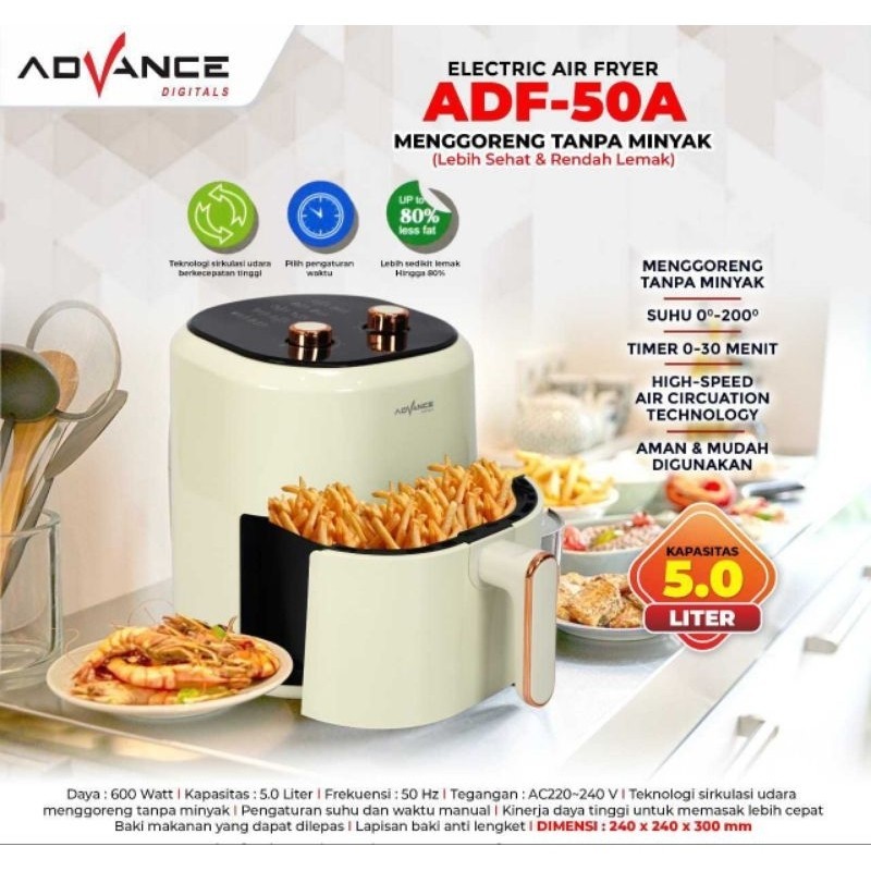 Air Fryer Advance ADF-50A 5Liter / Advance ADF 50A AirFryer Low Watt