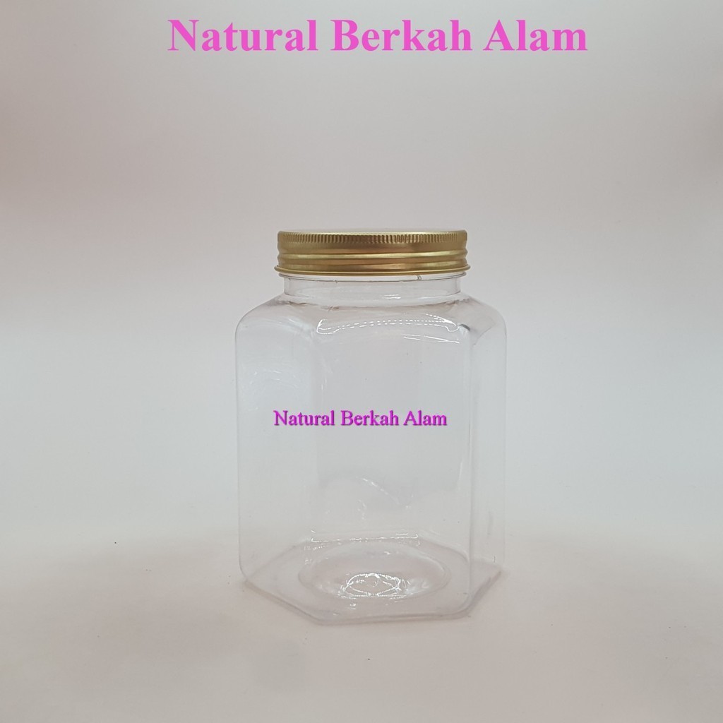 Toples 500 ml Pet Segienam Natural Tutup Aluminium / Toples Plastik / Toples / Toples Permen / Tople
