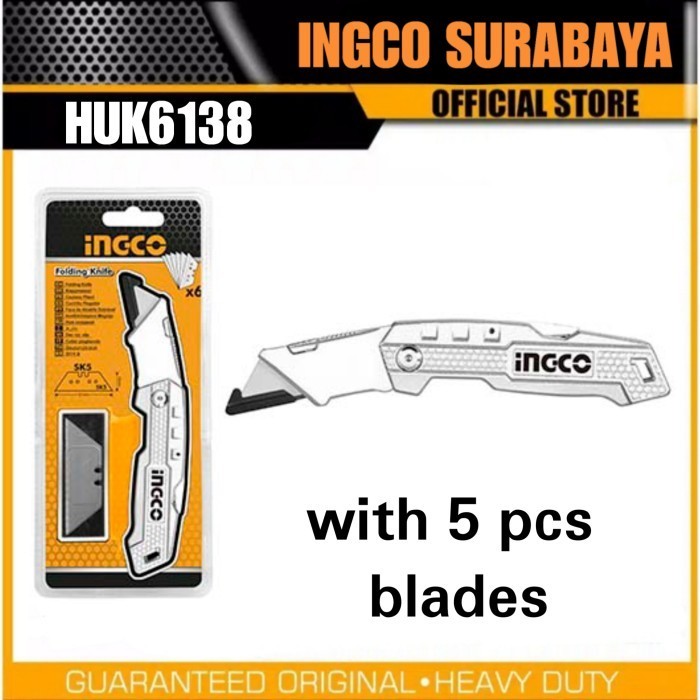 INGCO HUK6138 FOLDING KNIFE PISAU LIPAT TUKANG GAGANG ALUMINIUM