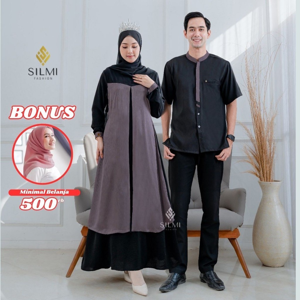 Baju Lebaran Couple Pasangan Keluarga Kekinian Terbaru 2025 Remaja Warna Hitam Silmi Mawaddah Family