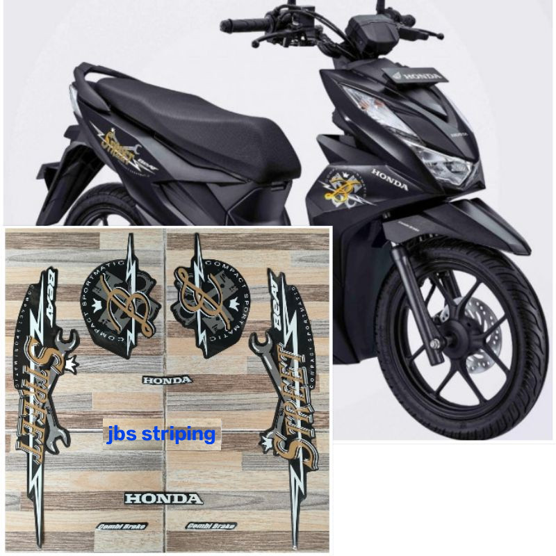 striping beat stiker motor Honda Beat street hitam black tahun 2020 2021