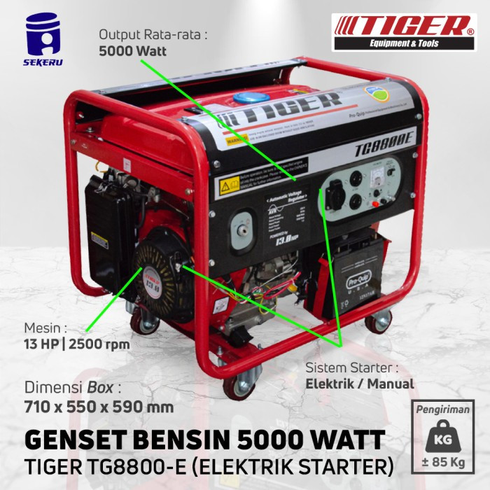 PROMO PUNCAK 12.12 Genset TIGER TG8800E/Tiger TG 8800 E Genset 5000 watt bensin