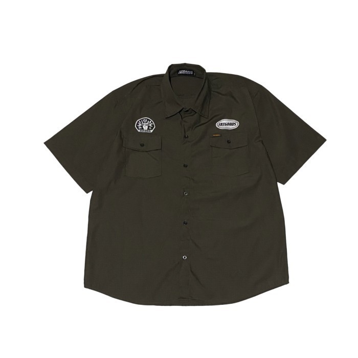 Kemeja Workshirt Big size Fatgoods Coton Rip Coklat - COKLAT, 2XL