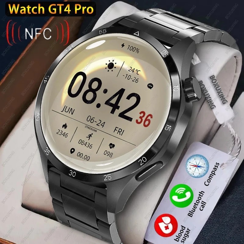 Jam Tangan Pria For Huawei GT4 Smart Watch Men Watch 4 Pro AMOLED HD Screen Bluetooth Call NFC Healt