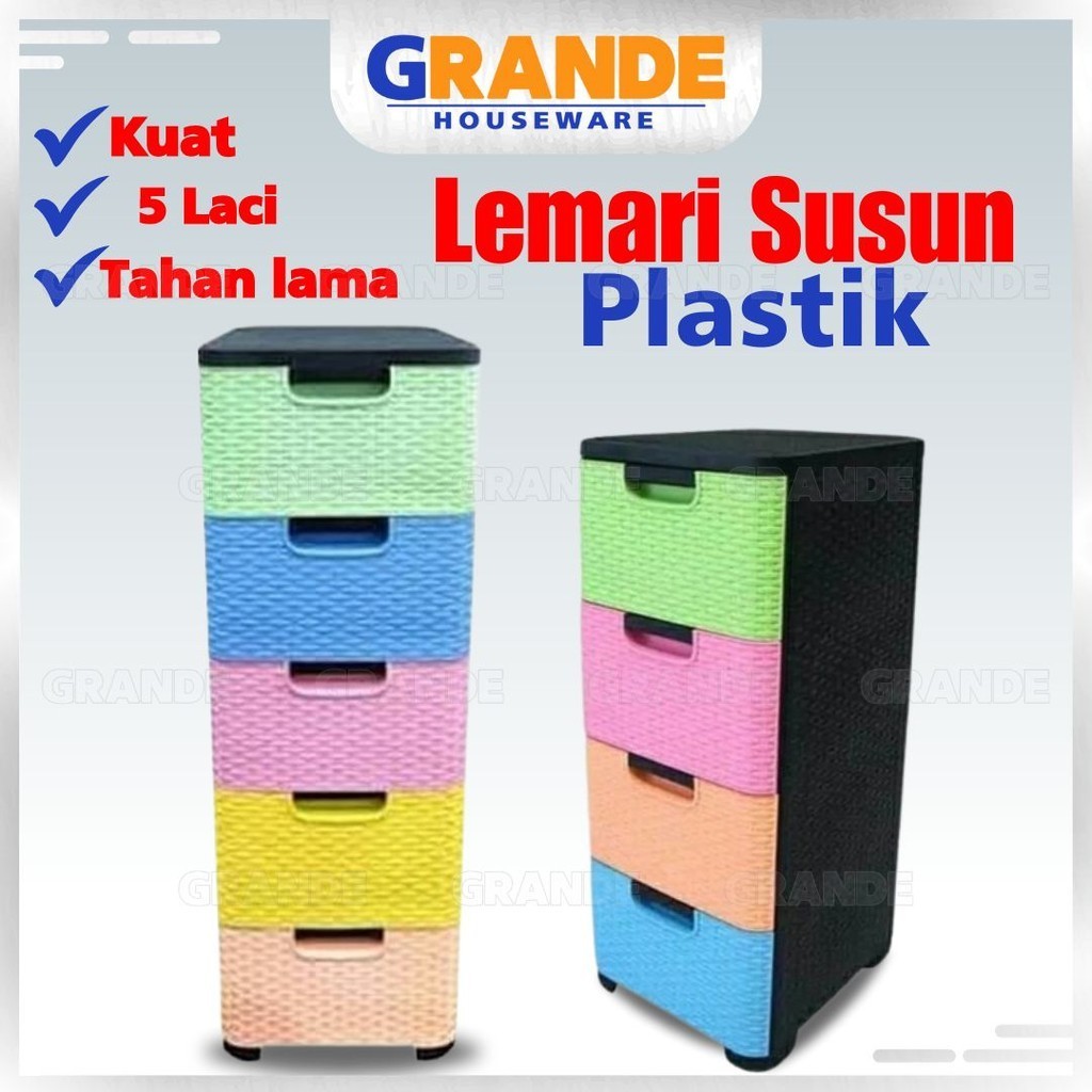 GRANDE Lemari Susun Plastik Kontainer Laci Baju