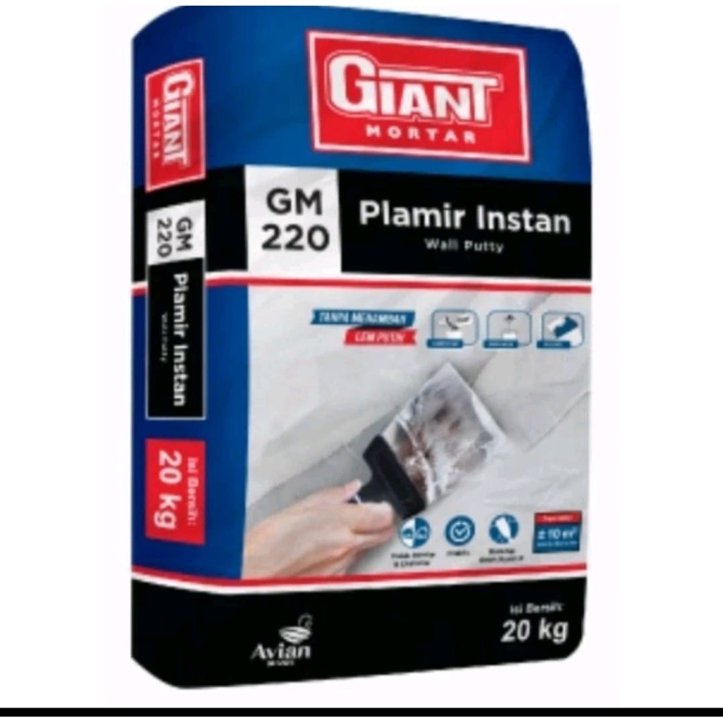 Plamir tembok Giant 20 kg, Plamir giant 20kg, Plamir instan Giant mortar avian GM220