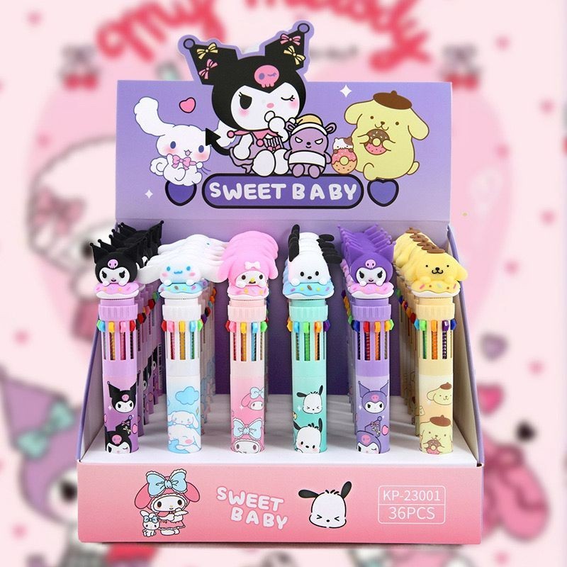 

Bolpoint Sanrio 10 warna 36 Pcs/ 1Box (Thehanscorner)