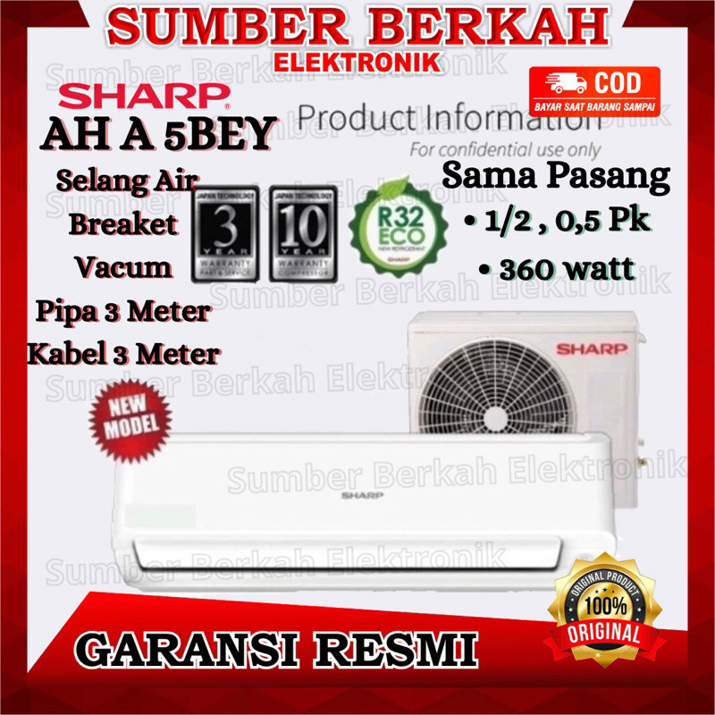 promo go too ramadhan Sama pasang AC SHARP 1/2 PK 360 watt AH A5BEY / 5 Bey INDONESIA NEW ANTI KARAT GARUDA SERIES promo