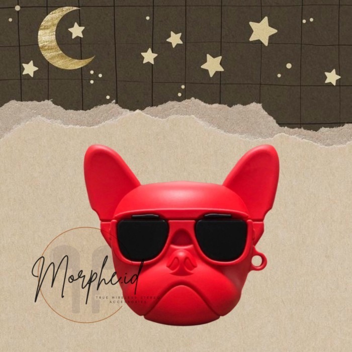 CASE SILICONE PROTECTOR AIRPODS GEN 1 & 2 INPODS 12 BULL DOG PUG RED