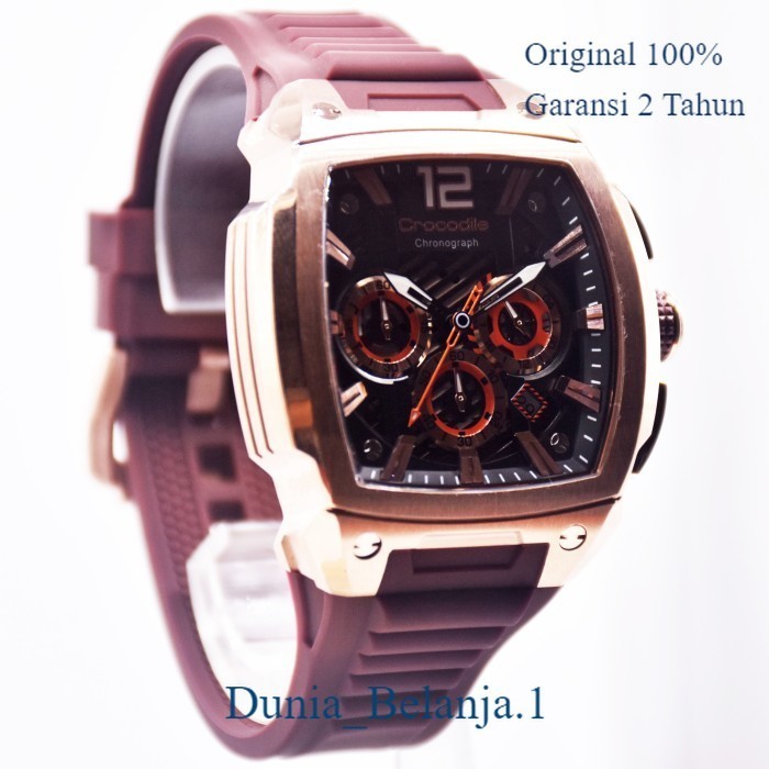 Original 100% Jam Tangan Pria Crocodile CM-046D34F Rosegold Brown Garansi Resmi 2 Tahun