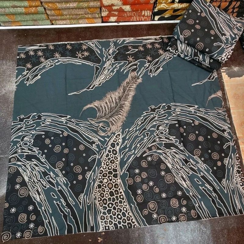KAIN KATUN BATIK ABSTRAK WARNA ABU TUA