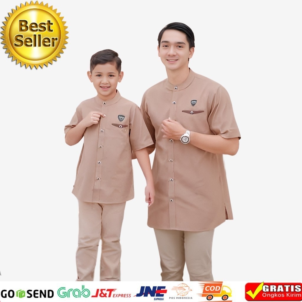 BARS CLOTH.CO Baju Couple Lebaran 2024 Pasangan Koko Ayah Dan Anak Laki Laki Kemeja Kurta Pakistan R