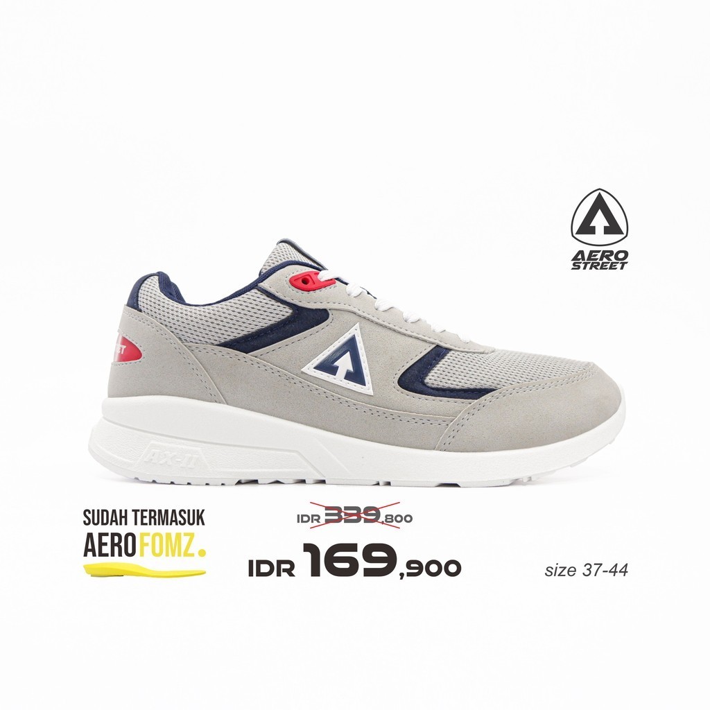 Aerostreet 37-44 Osaka Putih Abu Muda Biru Tua - Sepatu Sneakers Casual Pria Wanita Aero Street 21HH