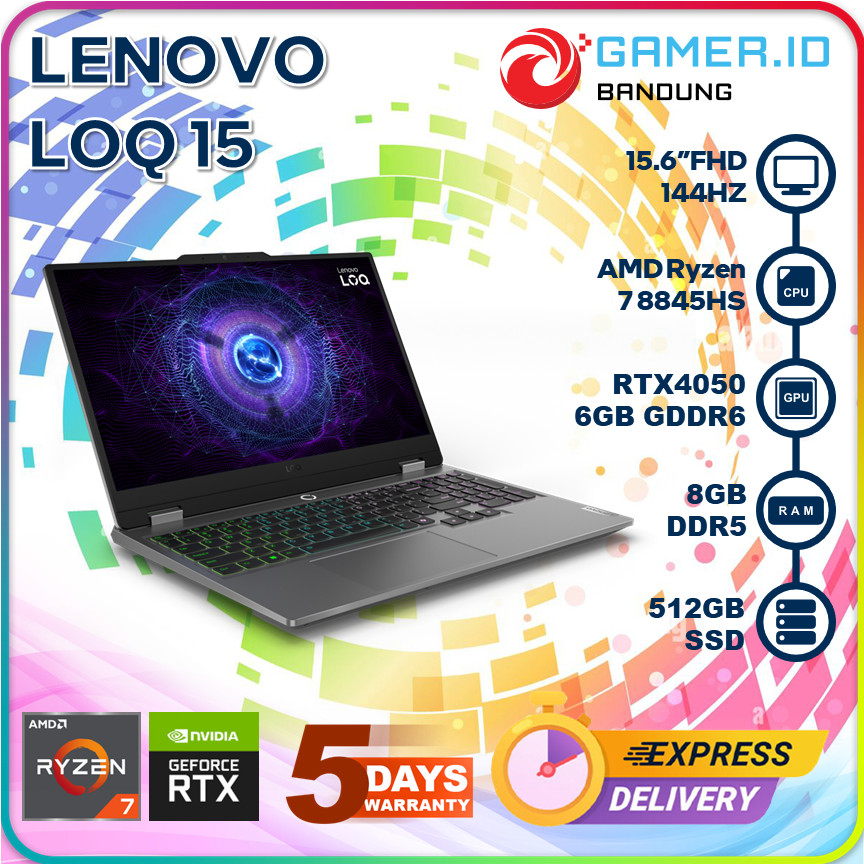 LENOVO LOQ 15 RYZEN 7 8845HS RTX4050 8GB 512GB 15.6FHD 144HZ 100SRGB