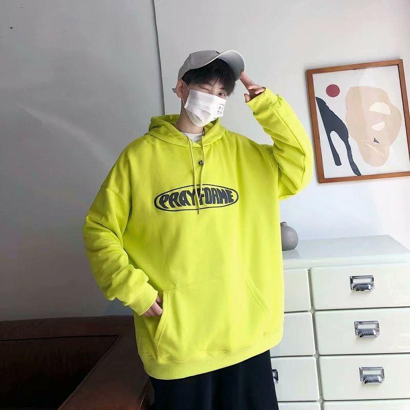 (S - 6XL) Hoodie Hijau Neon Korean Style Harajuku PRAYFORME Big Size Jaket Sweater Hijau Stabilo Pri
