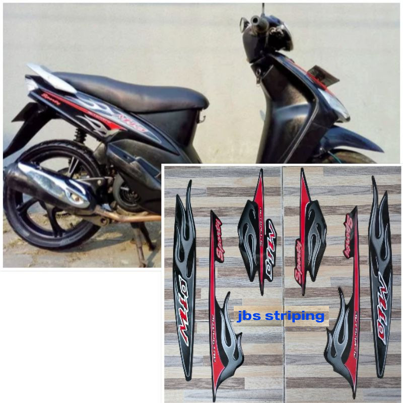 Stiker mio sporty striping Yamaha Mio sporty api hitam tahun 2006