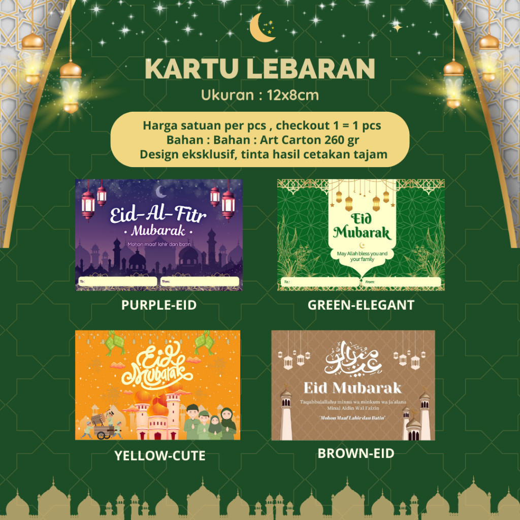 TERMURAH  Kartu Ucapan Lebaran Kartu Idul Fitri Custom Kartu Ramadhan Kartu Gift Card Lebaran