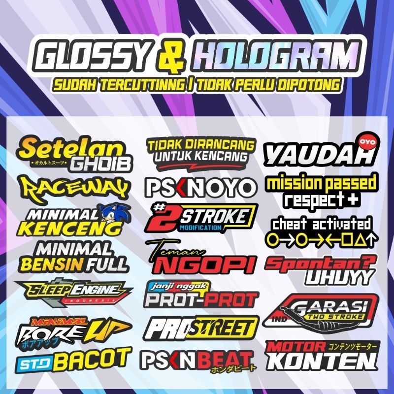 20PCS STIKER RACING KATA KATA VIRAL LOGO UNTUK HELM MOTOR LAPTOP DLL TERBARU TERMURAH
