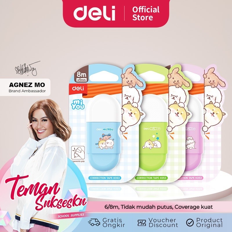

Tipe-X Kertas Correction Tape Deli Miyou 8m x 5mm - EH353