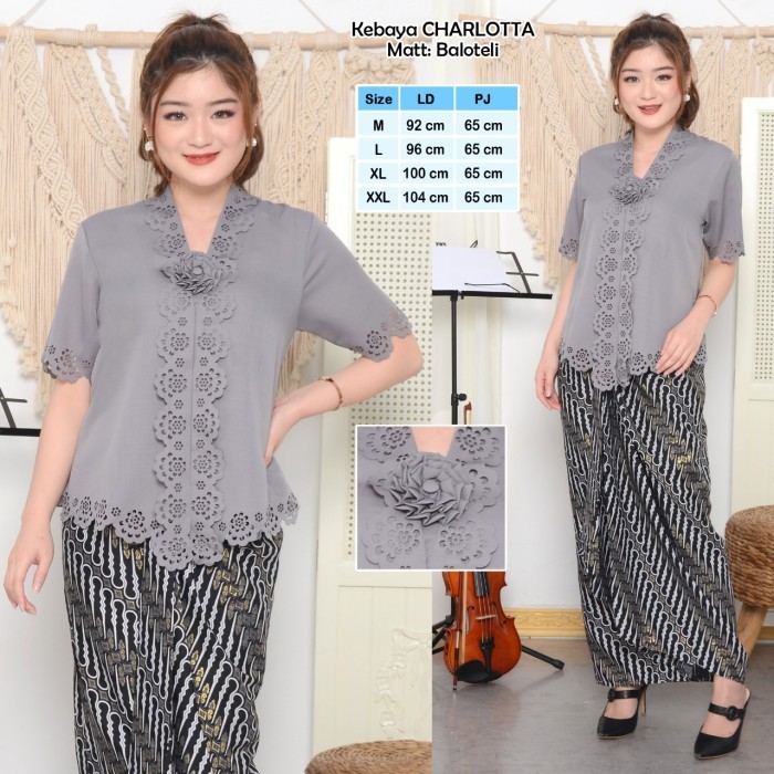 PROMO-Cuci Gudang Atasan Kebaya Encim Modern Terbaru Warna Coklat|Maroon|Putih|Hitam - Abu-abu, M