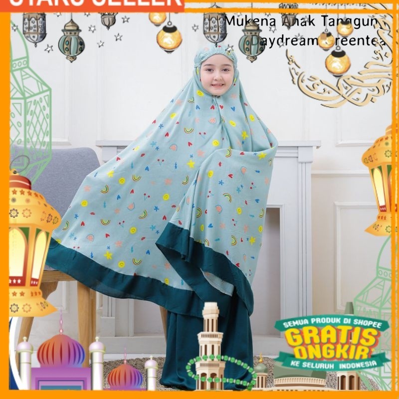 Mukena Anak Tanggung Motif Pelangi/ Pink Dusty Fanta Merah muda