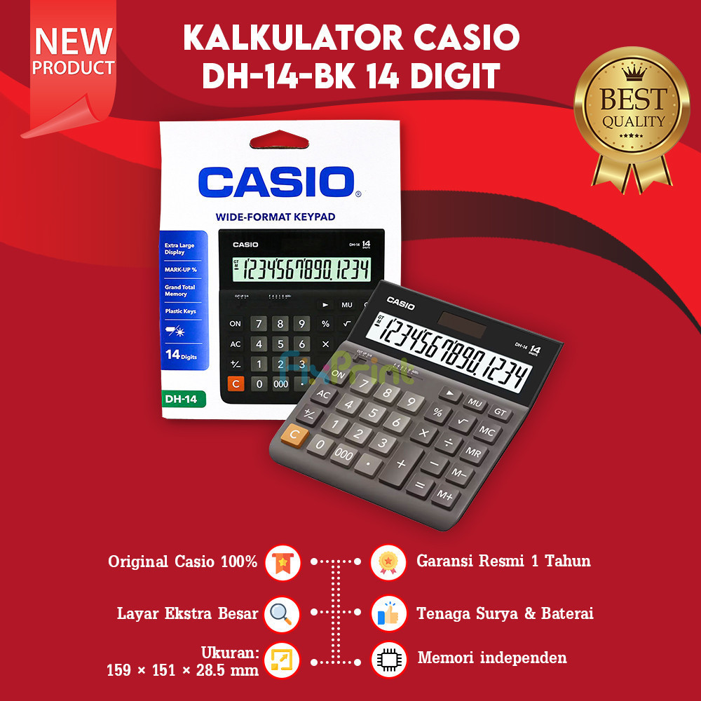 

Kalkulator Casio DH-14 BK 14 Digit, Calculator Desktop New Original