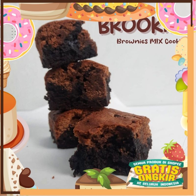 

BROOKIES Fudgy Brownies MIX Cookies Dough camilan/giftpack/Tahun Baru/ King J Snack