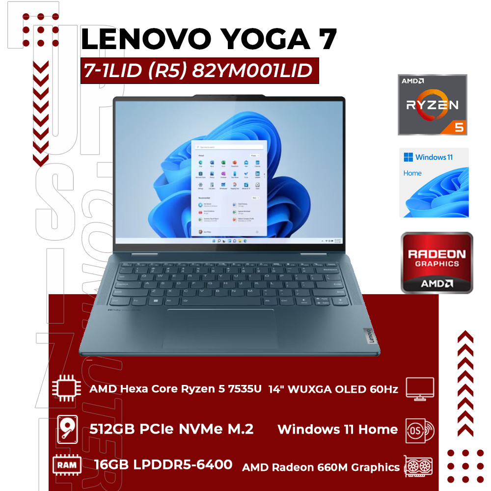 Lenovo Yoga 7 14ARP8 Ryzen 5 7535U 16GB 512GB W11 OHS
