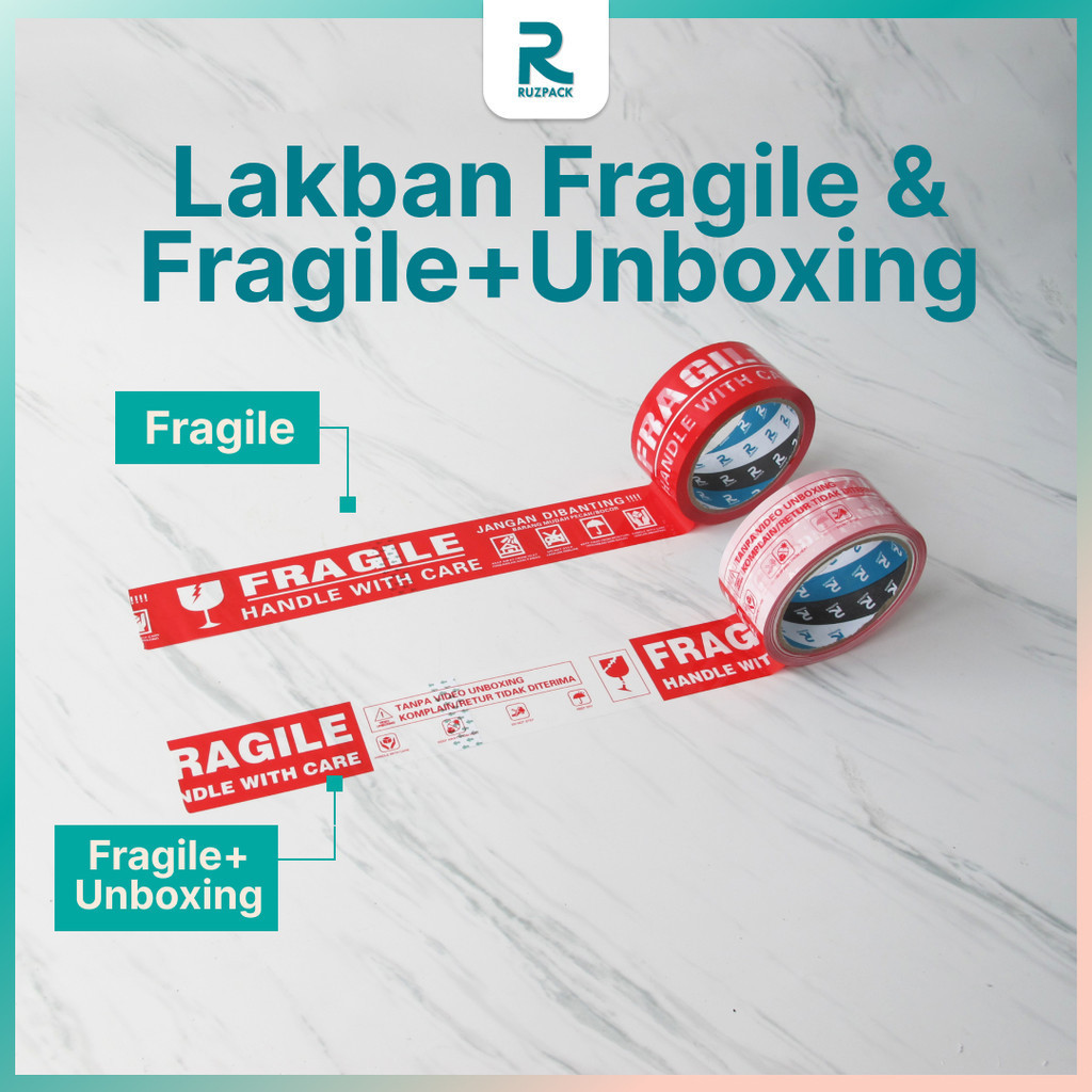 

Lakban FULL Fragile Unboxing Jangan Dibanting 50 Meter Isolasi Selotip Plakban Tape Ruzpack