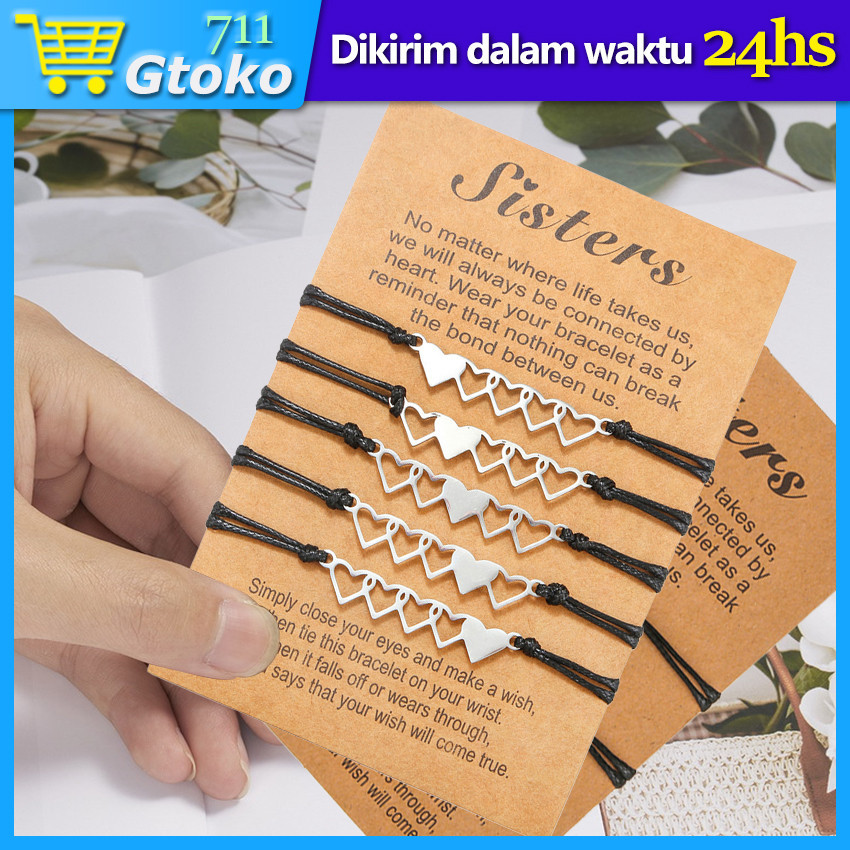 Gelang Tali Couple Pasangan Bracelet Bentuk Hati Gelang Persahabatan 2 5 Orang