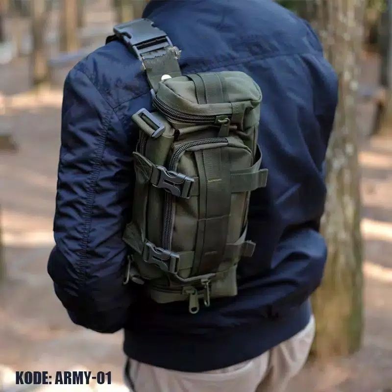 Tas selempang premium / tas slempang jinjing / tas sepeda multifungsi mancing mania tactical army