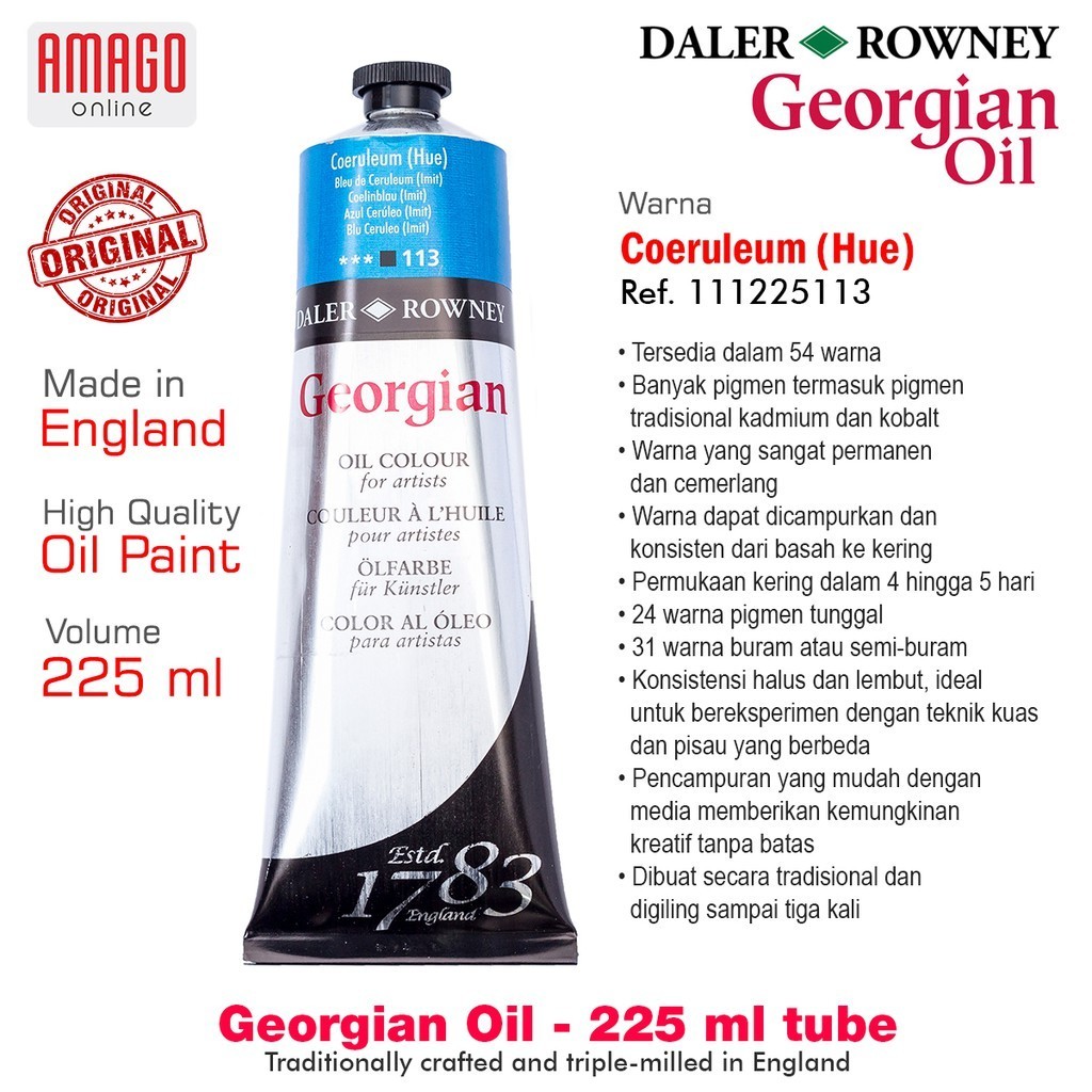 

Cat Minyak Lukis DALER-ROWNEY Georgian Oil 225 ml - Coeruleum Hue - 111225113