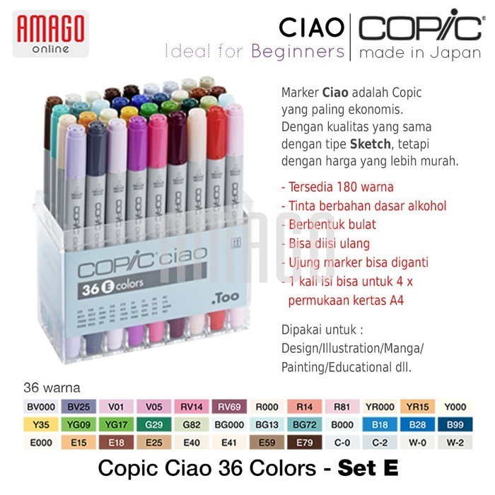 

COPIC Ciao - 36 Color Set E - CCM/36E