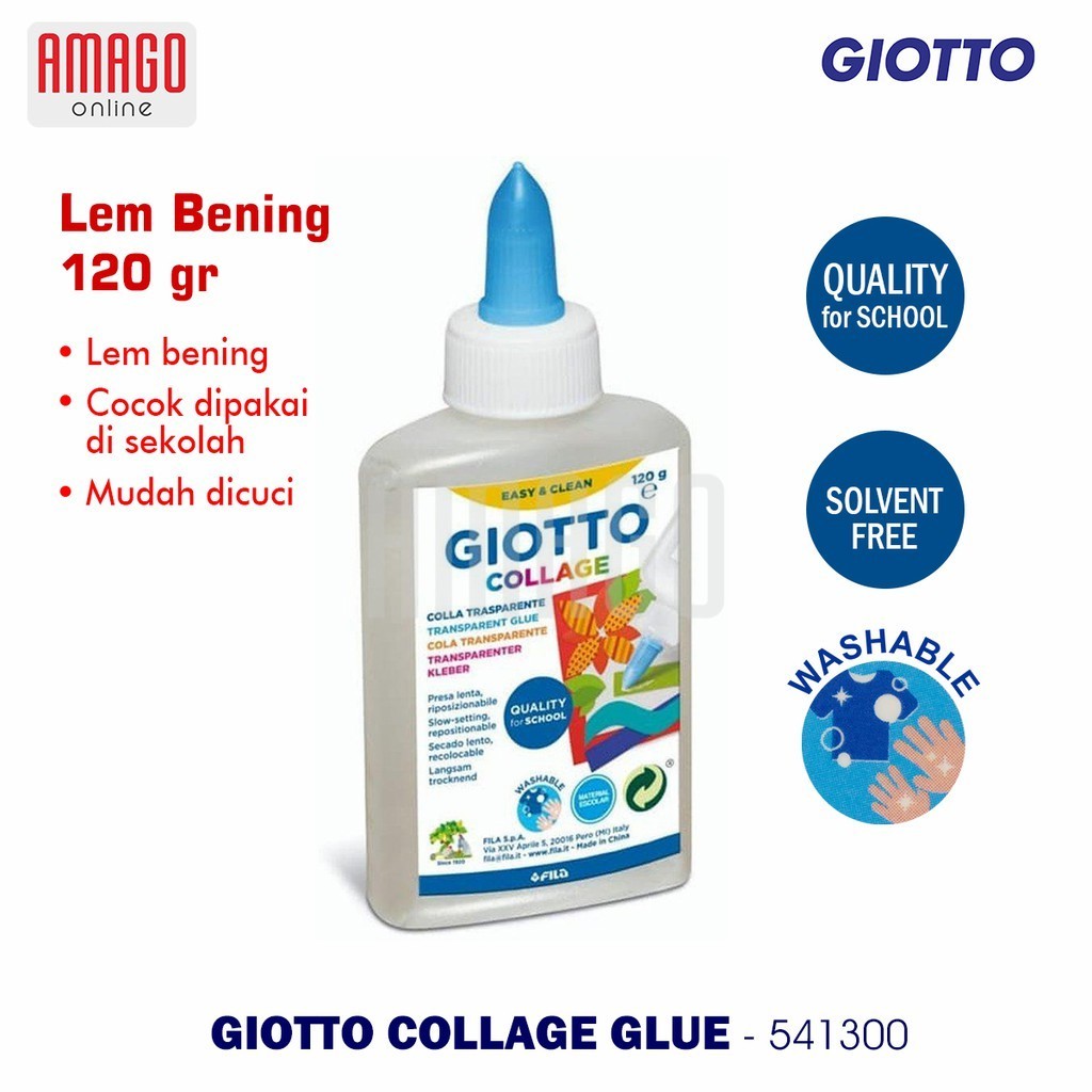 

GIOTTO Collage Washable Glue - Lem Kertas Sekolah Bening - 120 Gram - 541300