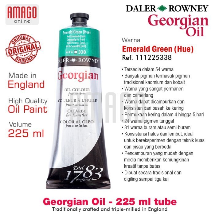 

Cat Minyak DALER-ROWNEY Georgian Oil Paint 225Ml - Emerald Green Hue - 111225338