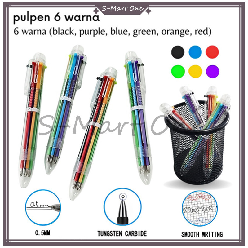 

Pulpen 6 Warna Transparan /Pena Ballpont Pen Six-in-One Color/6 In 1 Warna Pulpen Multicolor/Pulpen Sekolah Multicolor