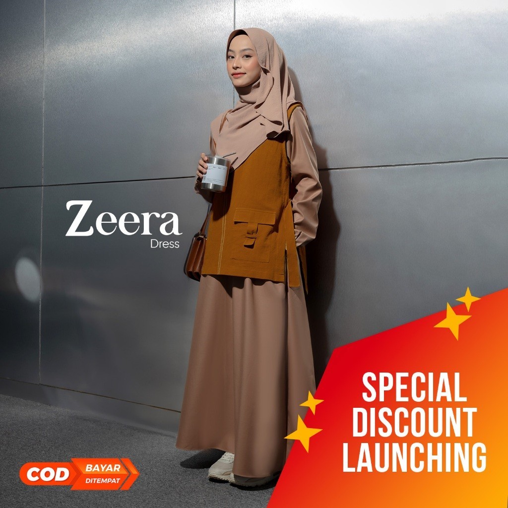 Jilbrave Zeera Dress Gamis Casual Couple Muslimah Dengan Vest Terpisah Style Simple Boyish  Couple S