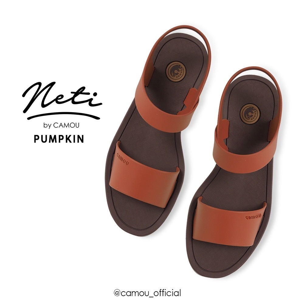 Sandal Camou Wanita NETI Pumpkin Coklat-Orange Sandal Selop Wanita Camou Tali Belakang Sandal Camou 