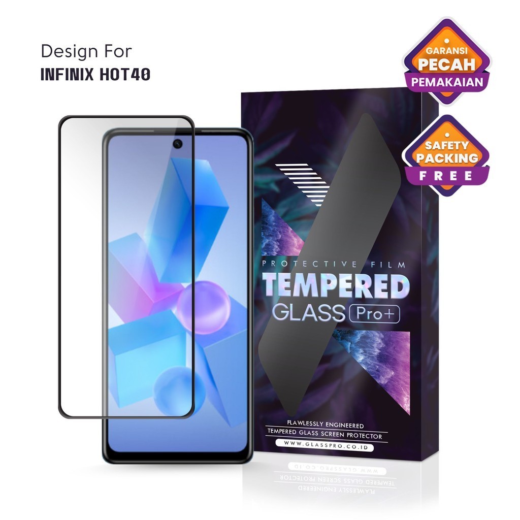Premium Tempered Glass Infinix Hot 40 Full Cover - Anti Gores Kaca Screen Protector Screen Guard Not